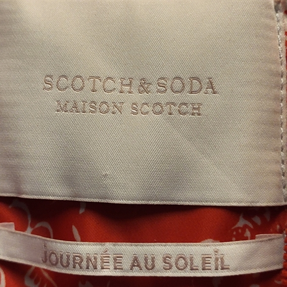 Scotch & Soda Red and White Botanical Print Quilted Bomber Jacket - Size S - Picture 5 of 8